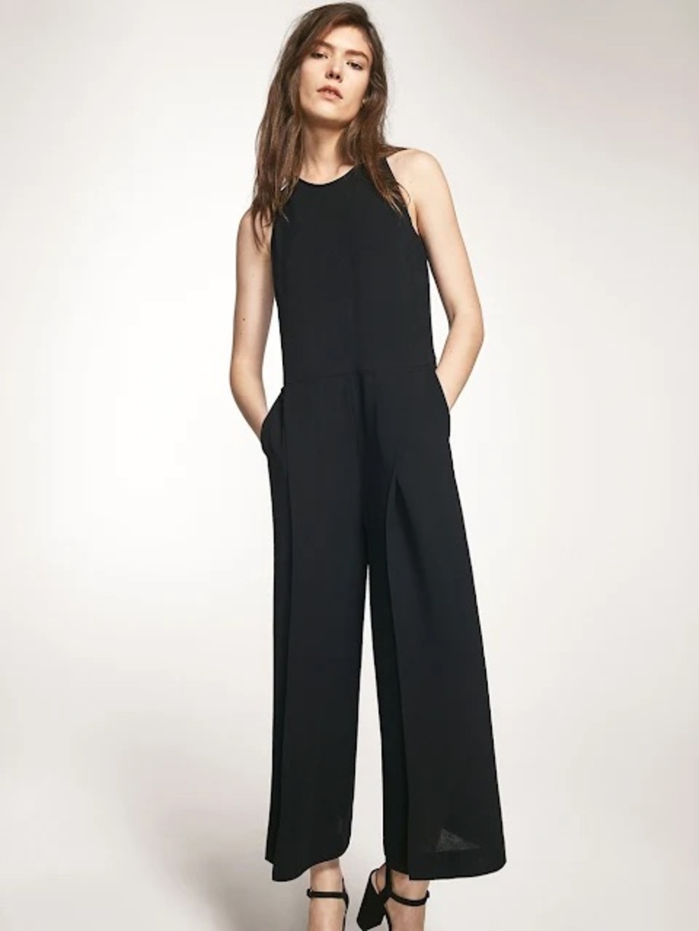 Massimo Dutti Black Sleeveless Wide Leg Jumpsuit US 2 EU 34